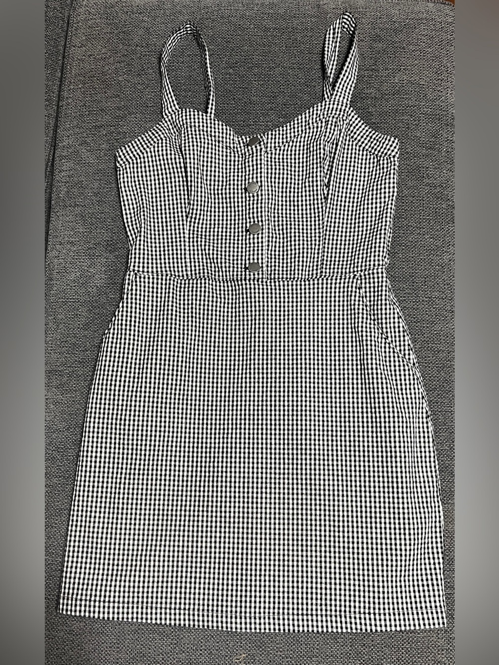 Hollister Black and White Gingham Spaghetti Strap Dress